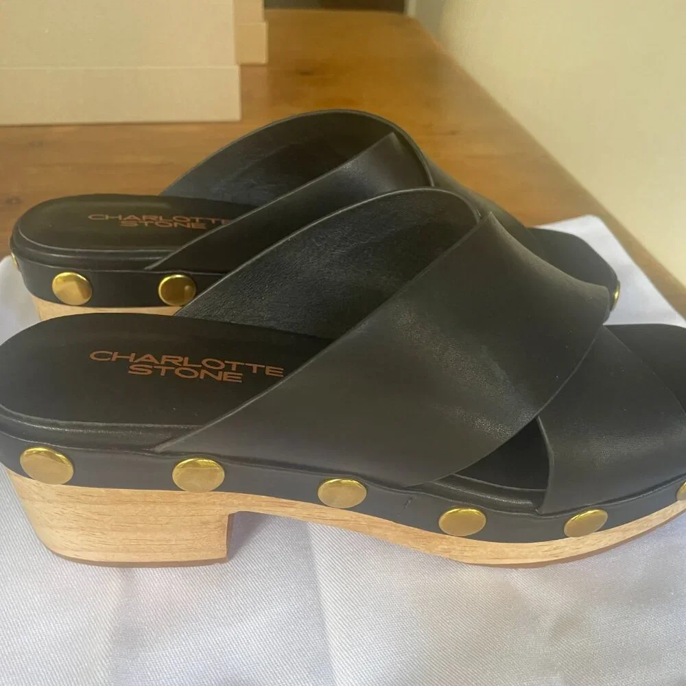 Charlotte Stone Amos Black Studded Sandal - Picture 2 of 5